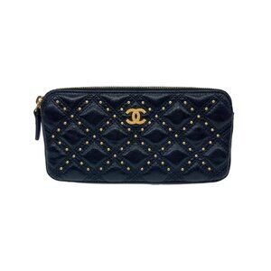 Chanel Quilted Studs Matelasse Wallet on Chain Black